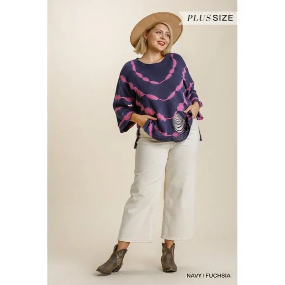 Umgee Distressed Tie Dye Sweater